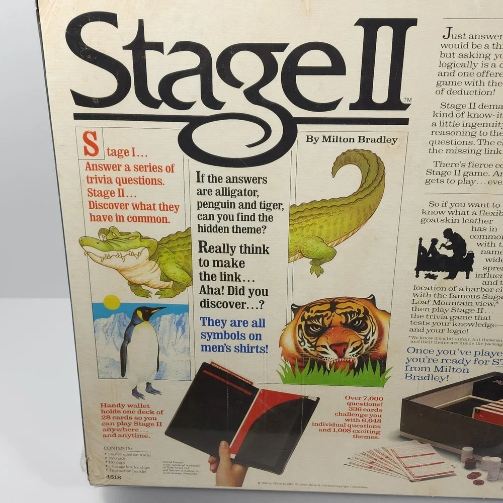 1985 VTG Milton Bradley Stage II the Two Stage Trivia Game New Sealed‎